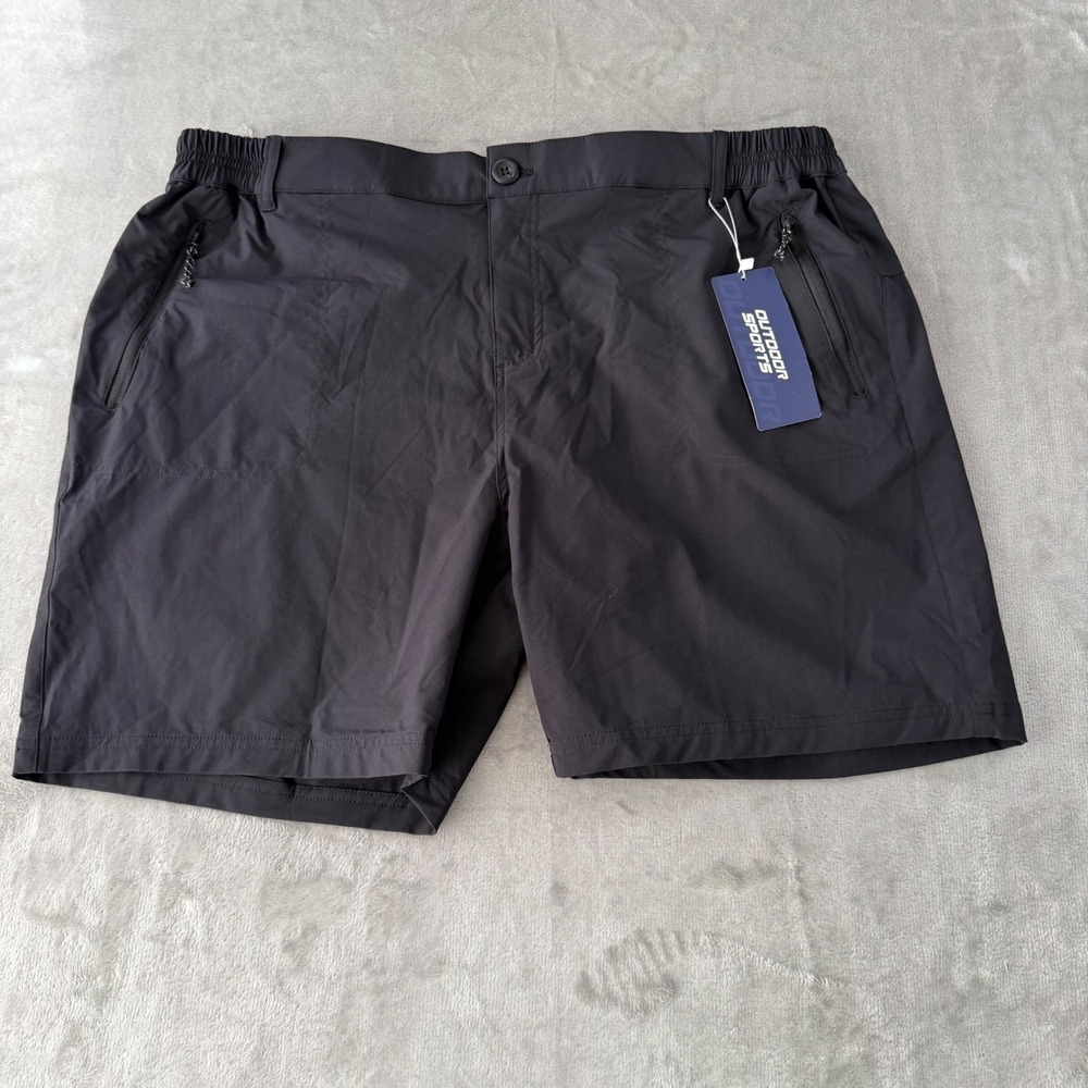 Outdoor Sports Mens XXL Black Hiking Shorts Stretch Nylon Cargo Pockets New